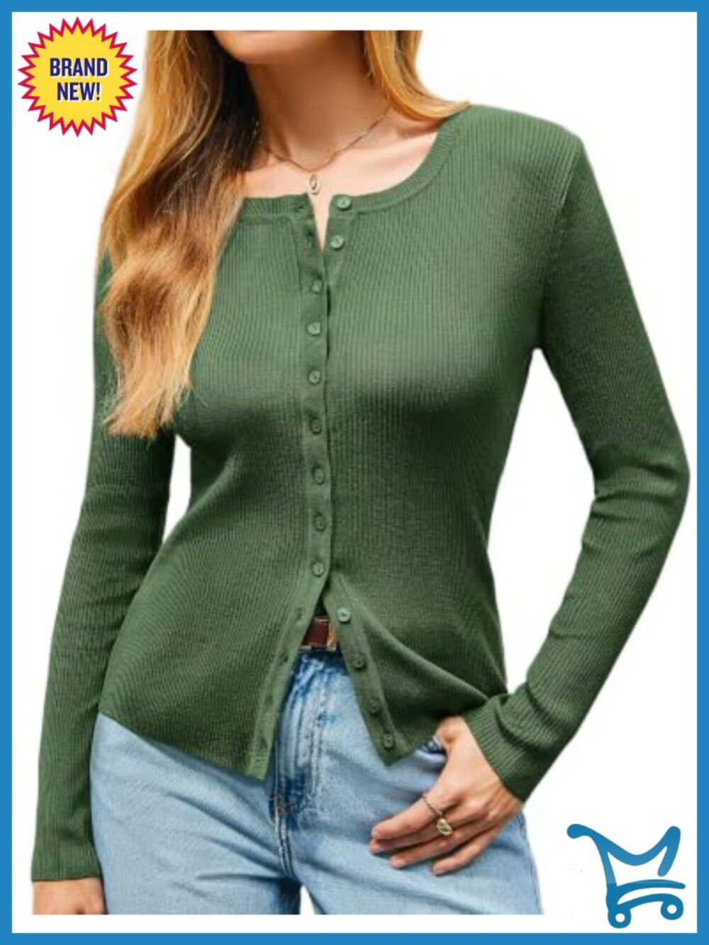Women's Lightweight Button Down Ribbed Knit Cardigan Sweater